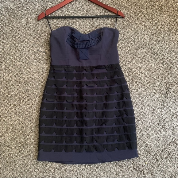 Tibi Navy & Black Strapless Mini Dress Size 4 - Picture 4 of 13
